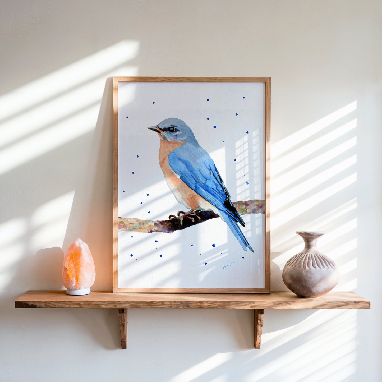 Female Eastern Bluebird Watercolor Painting Art Print