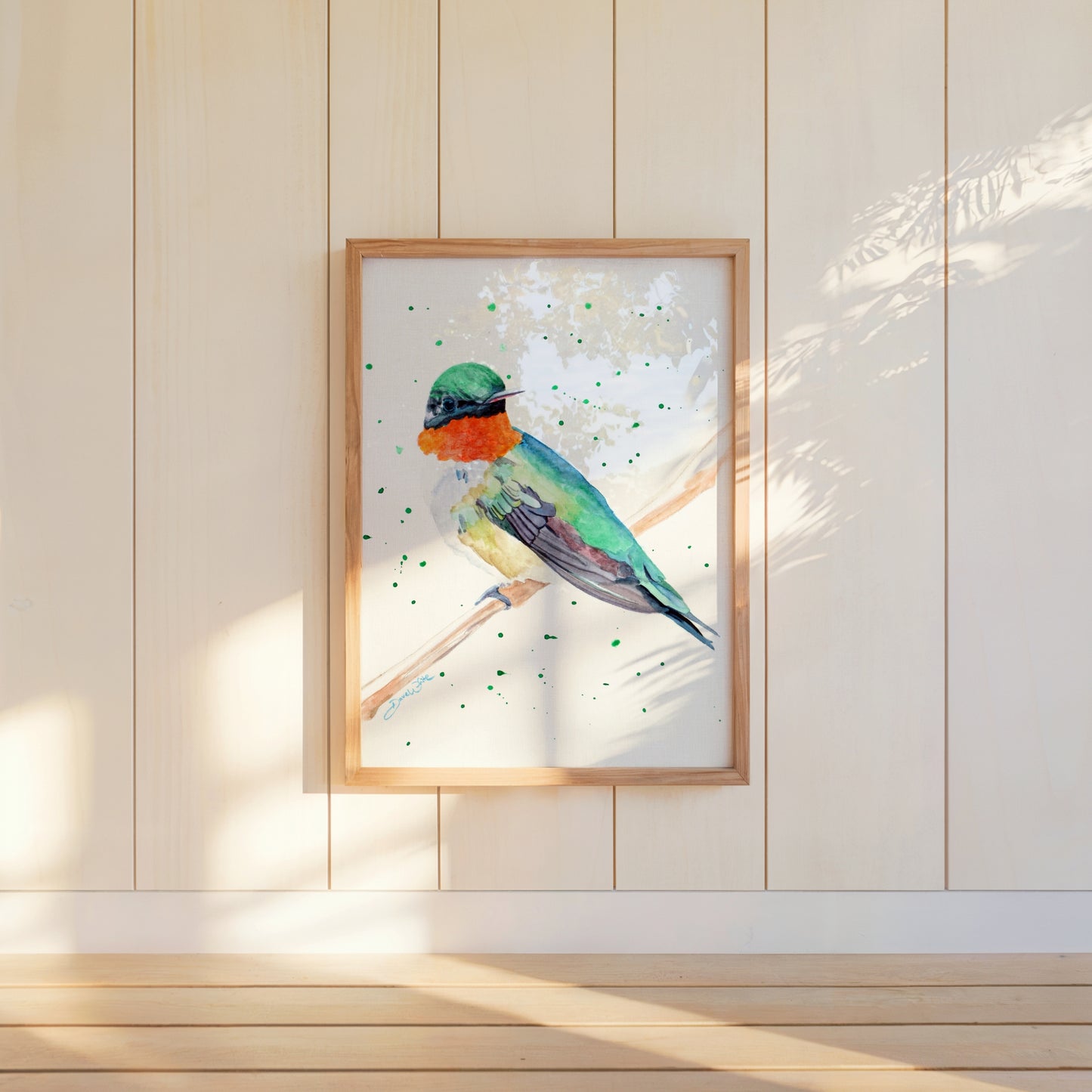 Ruby Throated Hummingbird Painting Watercolor Art Print