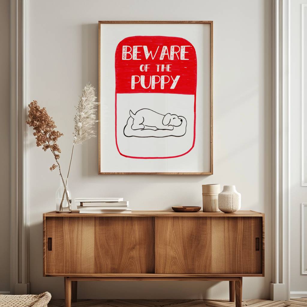 Beware of the Puppy Funny Dog Art Printable