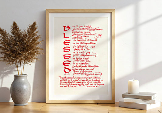 Christian Printable Art Matthew 5:3-12 Bible Verse Calligraphy