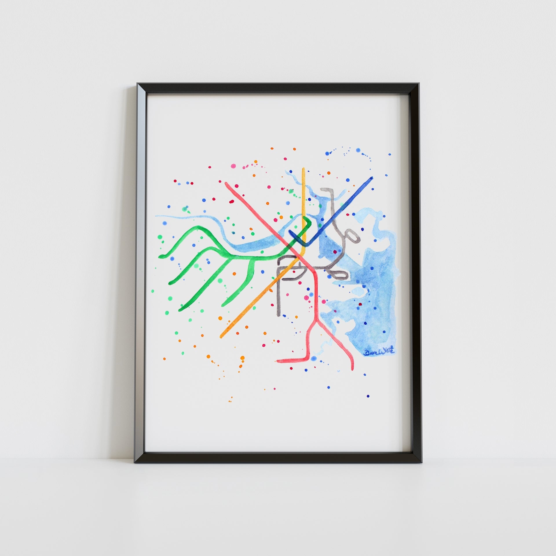 Boston T Rail Map Art Print