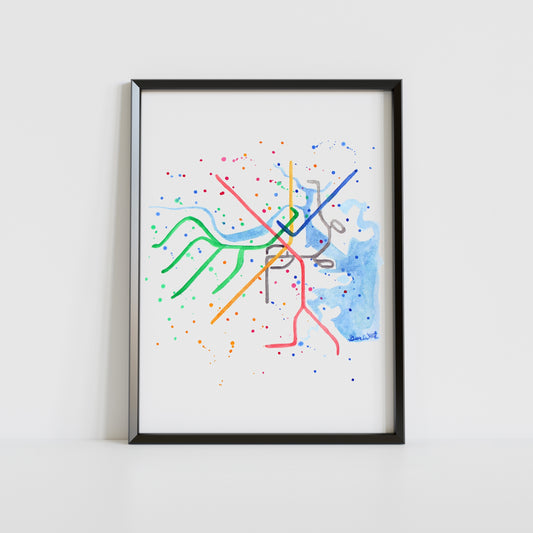 Boston T Rail Map Art Print