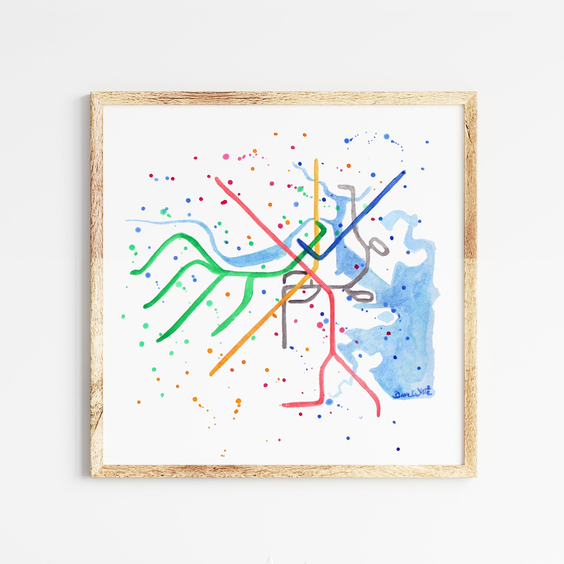 Boston T Rail Map Art Print
