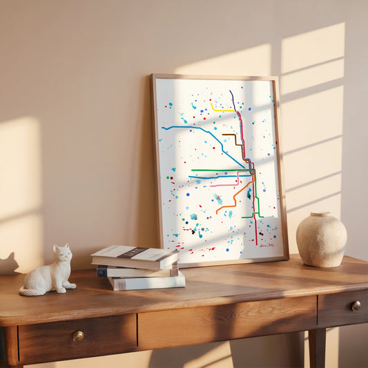 Chicago L Train Map Art Print