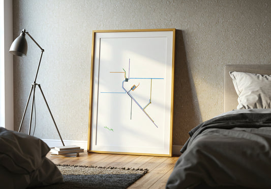 Denver RTD Map Art Print Watercolor