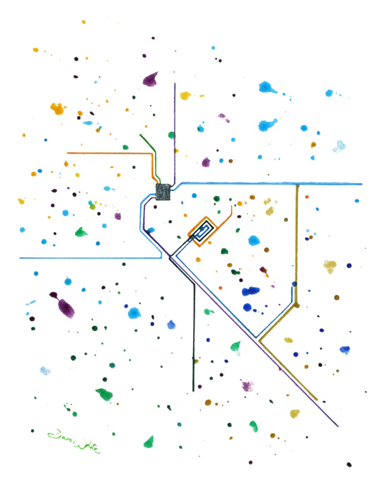 Denver RTD Map Art Print Watercolor