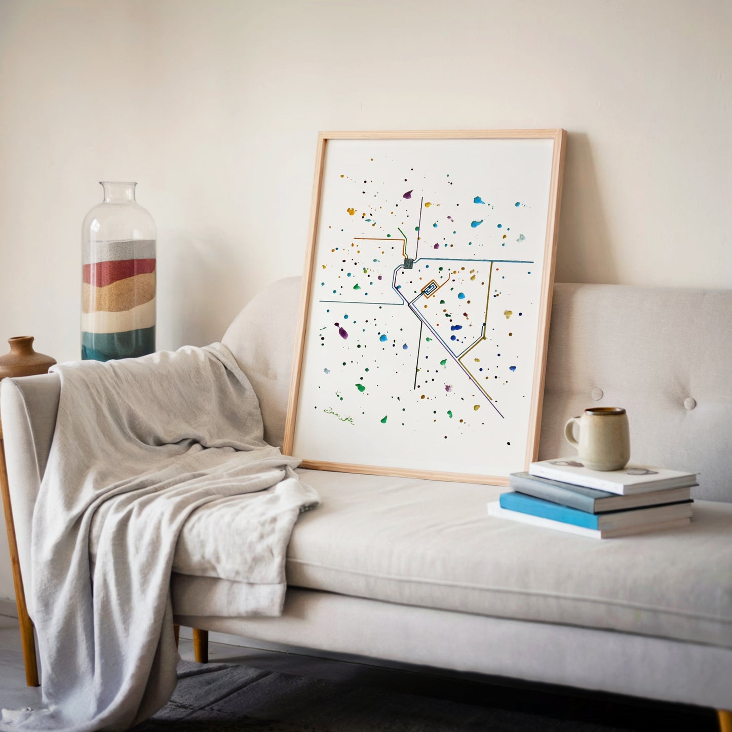 Denver RTD Rail Map Watercolor Art Print