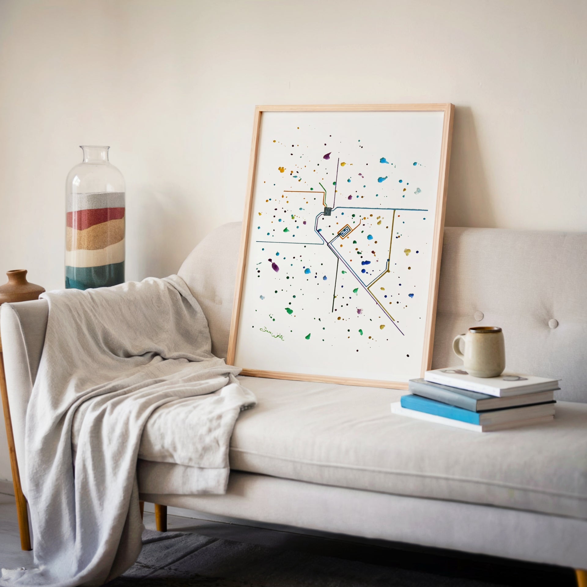 Denver RTD Rail Map Watercolor Art Print