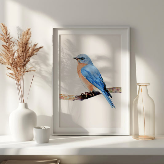 Bluebird Watercolor Painting Art Print