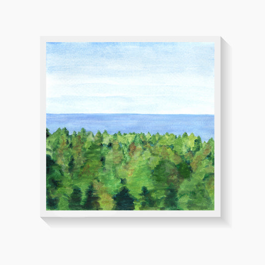 Lake Michigan Wall Art Evergreen Trees
