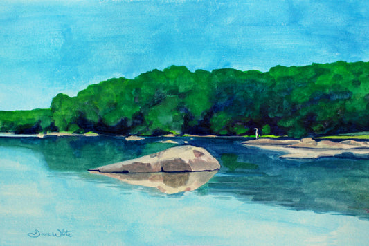 Potomac River Heron Watercolor Painting Art Print