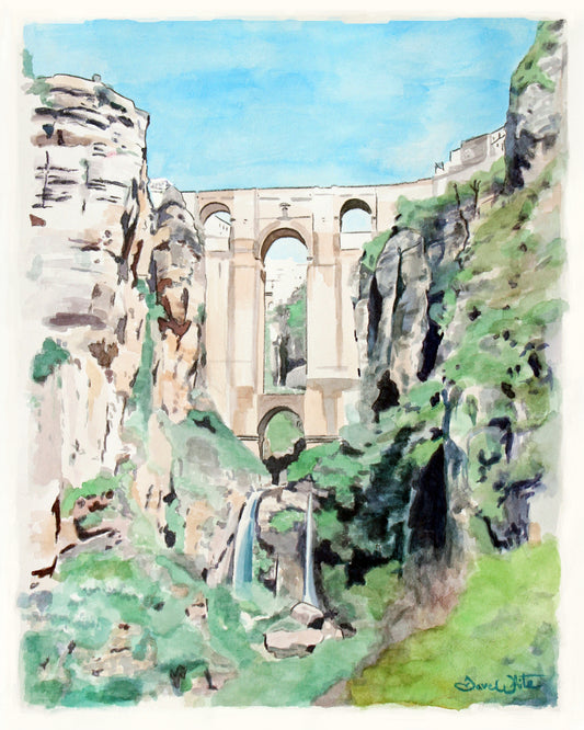 Ronda Spain Bridge Painting Art Print