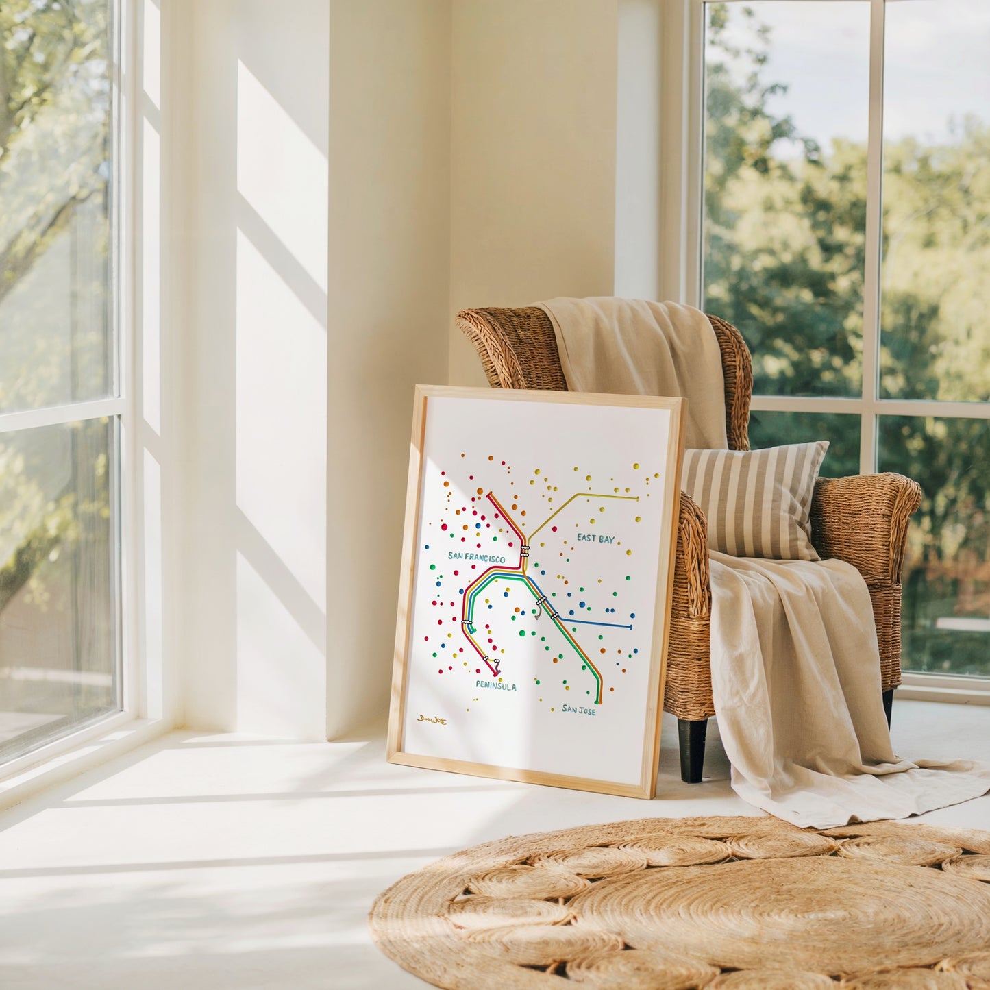 San Francisco BART Map Watercolor Art Print
