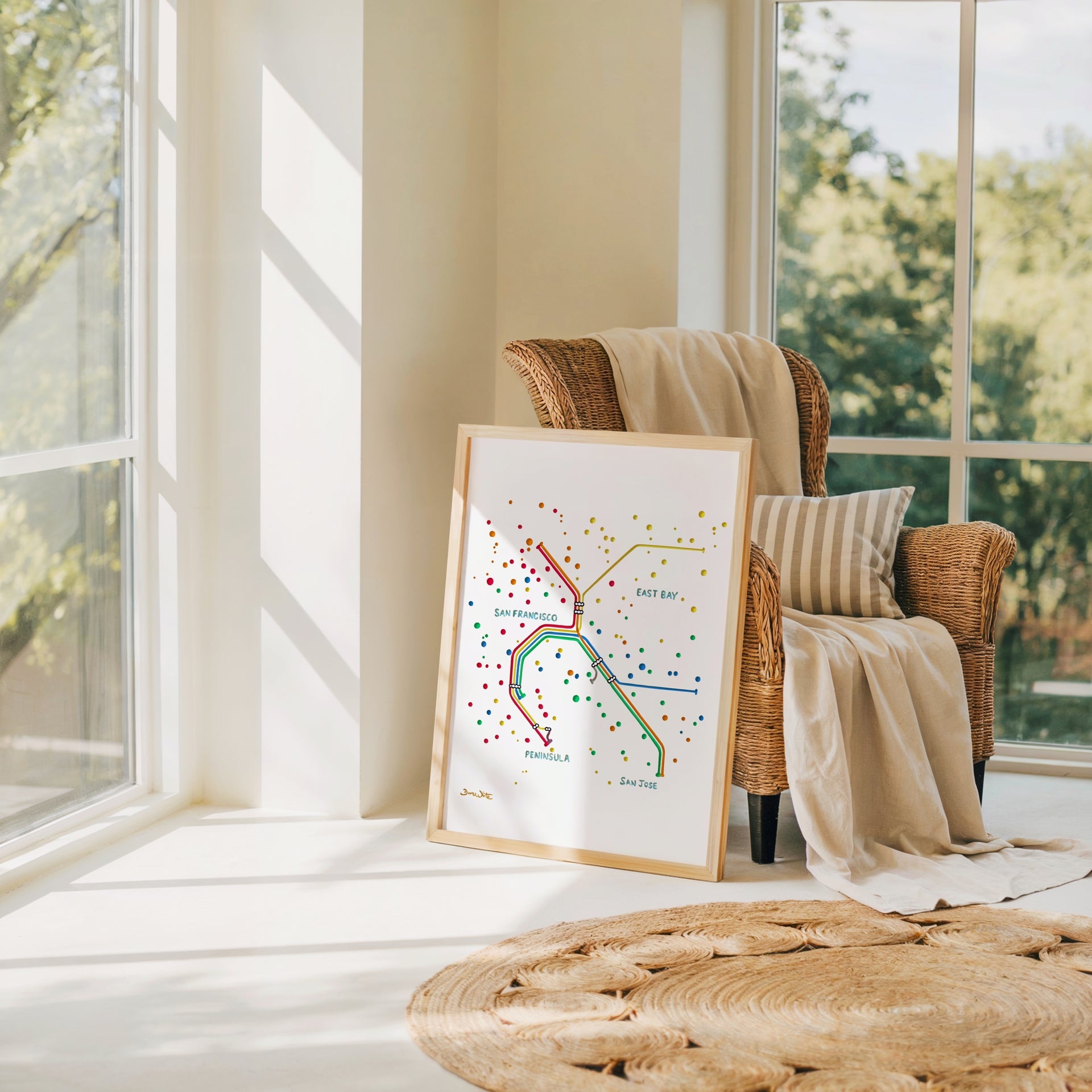 San Francisco BART Map Watercolor Art Print
