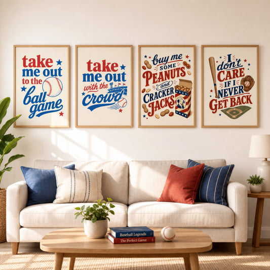 Baseball Wall Art Printable Set Take Me Out to the Ballgame