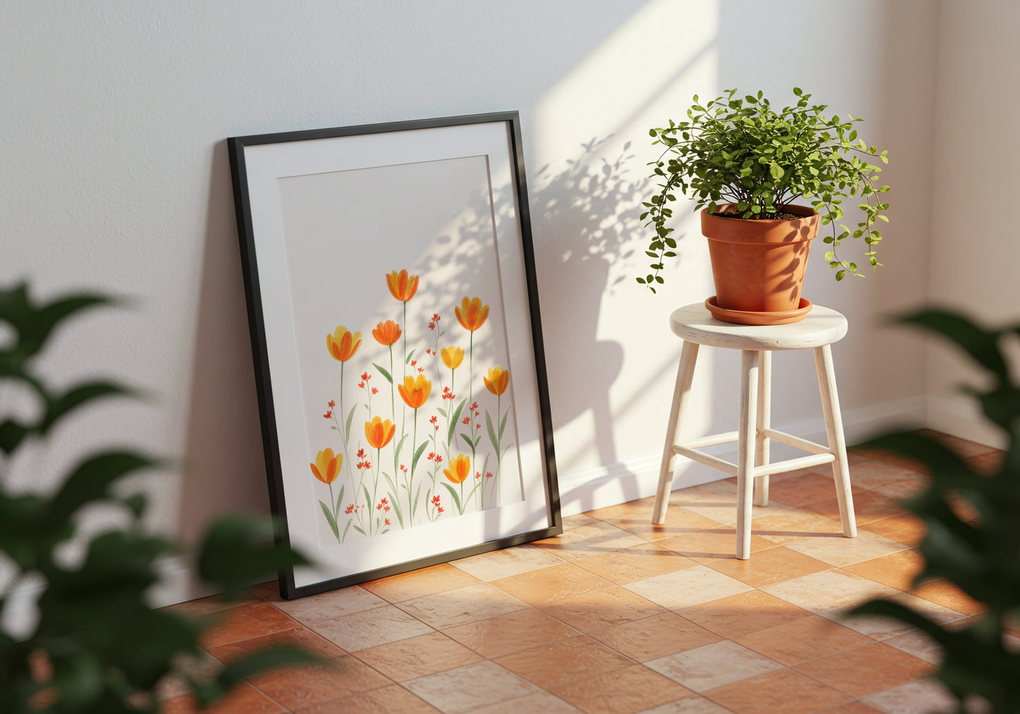 Orange Tulip Floral Art Print