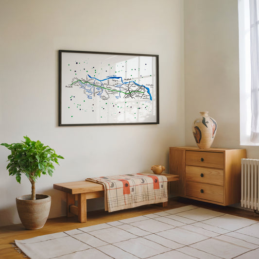 W&OD Trail Map Art Print