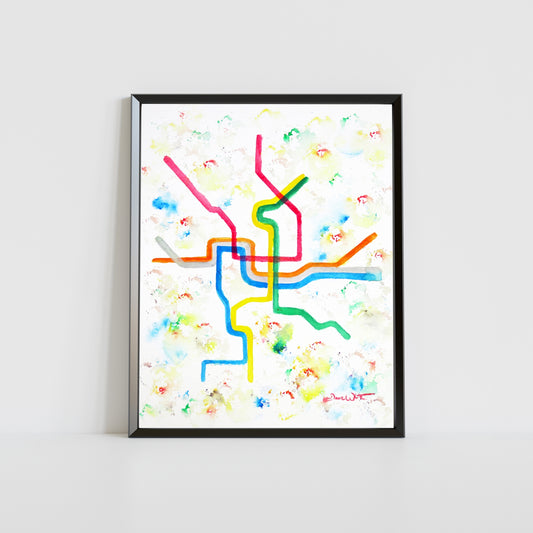 Washington DC Metro Map Art Print