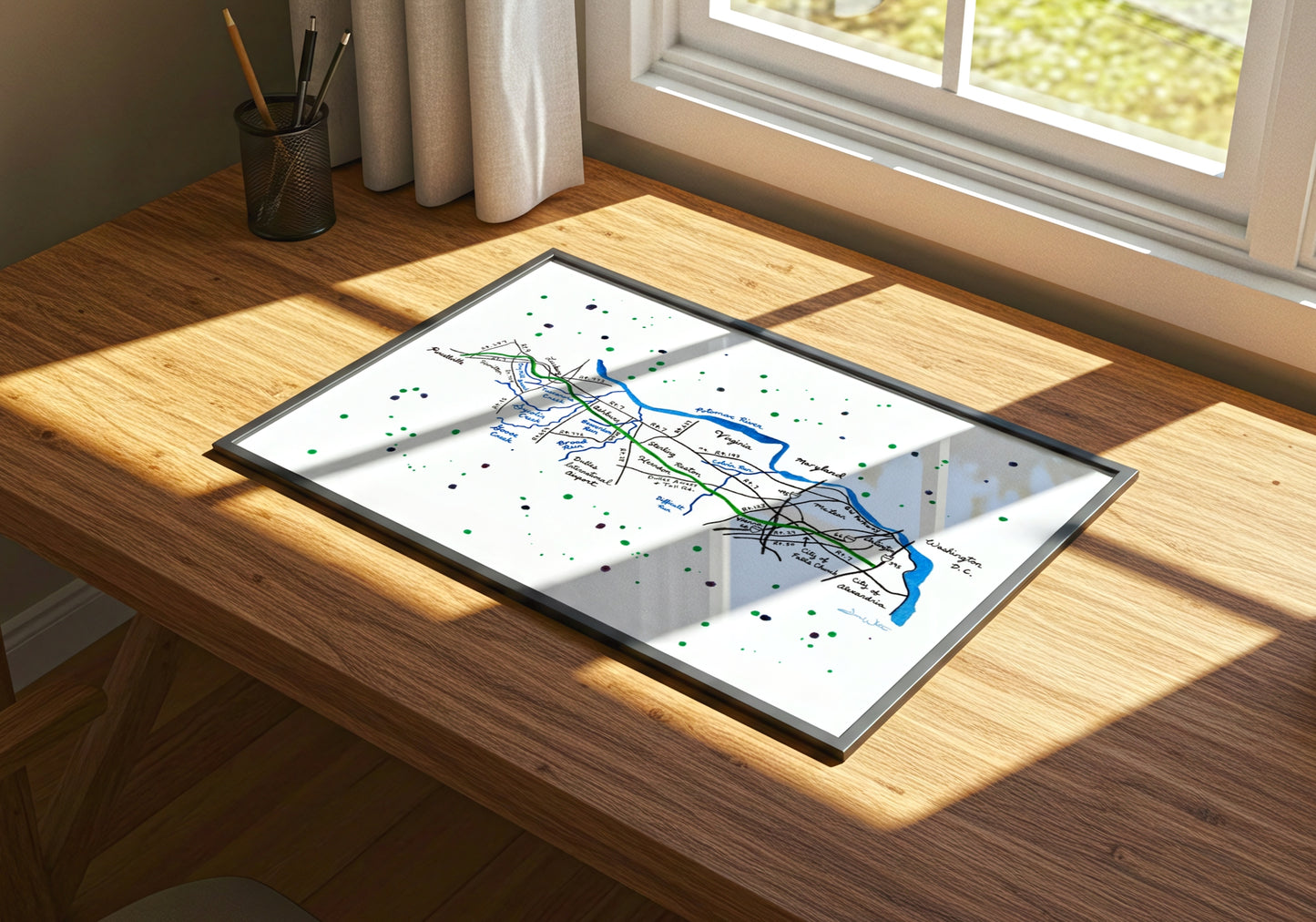 Washington and Old Dominion Trail Map Art Print
