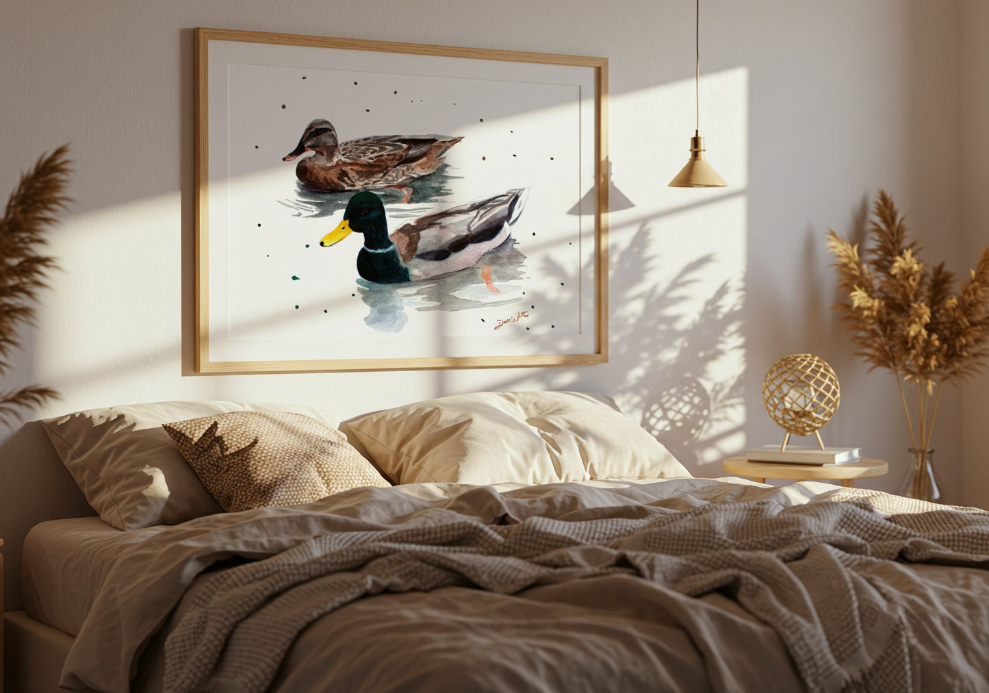 Mallard Ducks Watercolor Painting Art Print Wildlife Artwork