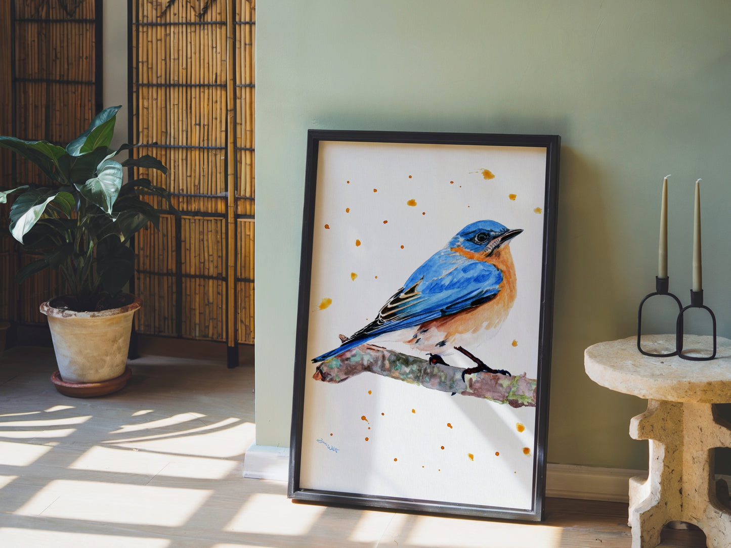 Male Eastern Bluebird Watercolor Painting Art Print