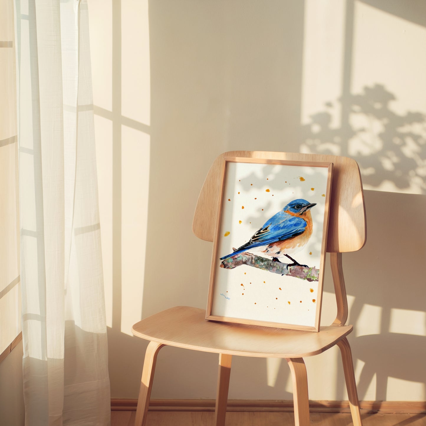 Male Eastern Bluebird Watercolor Painting Art Print