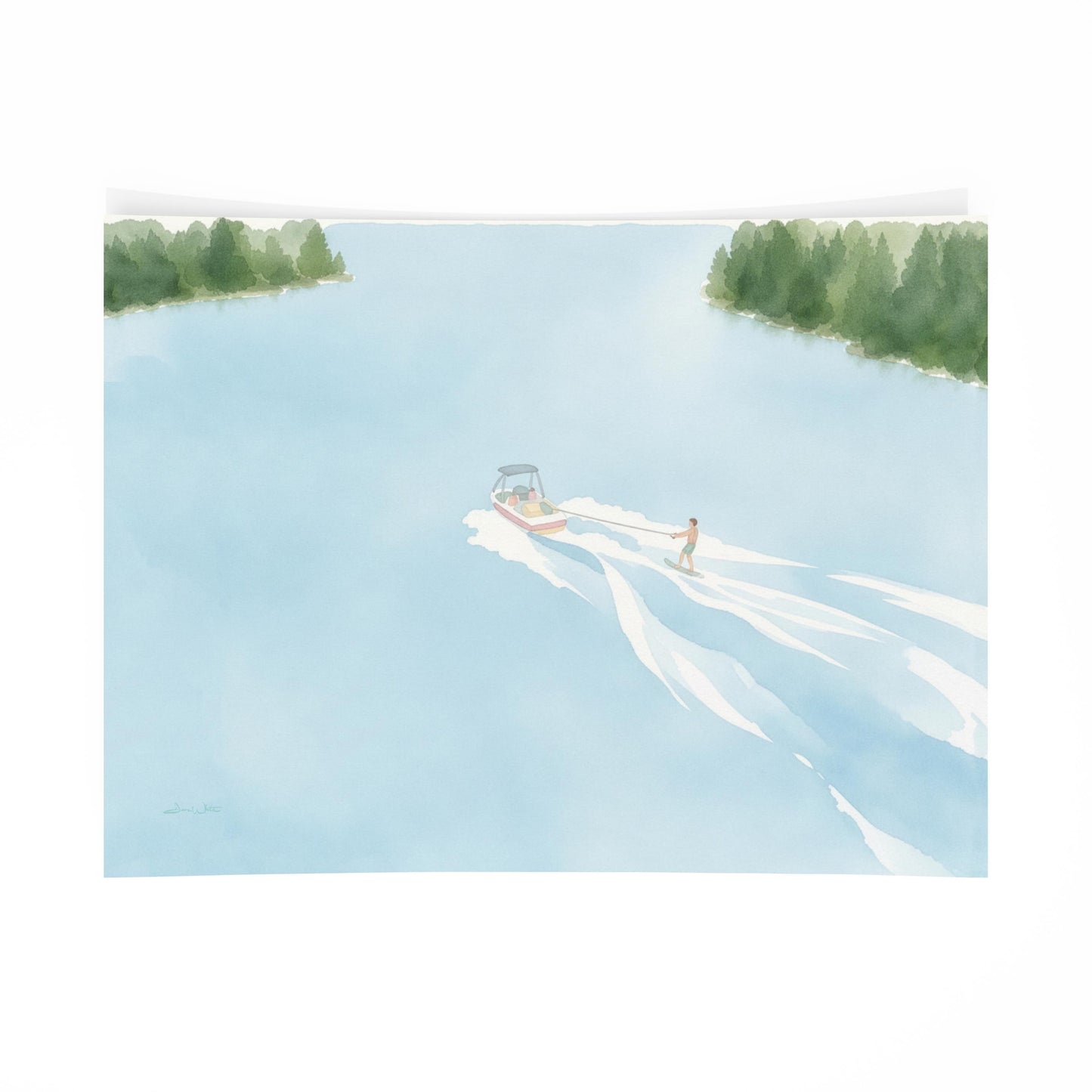 Lake Waterskiing Art Print Digital Download
