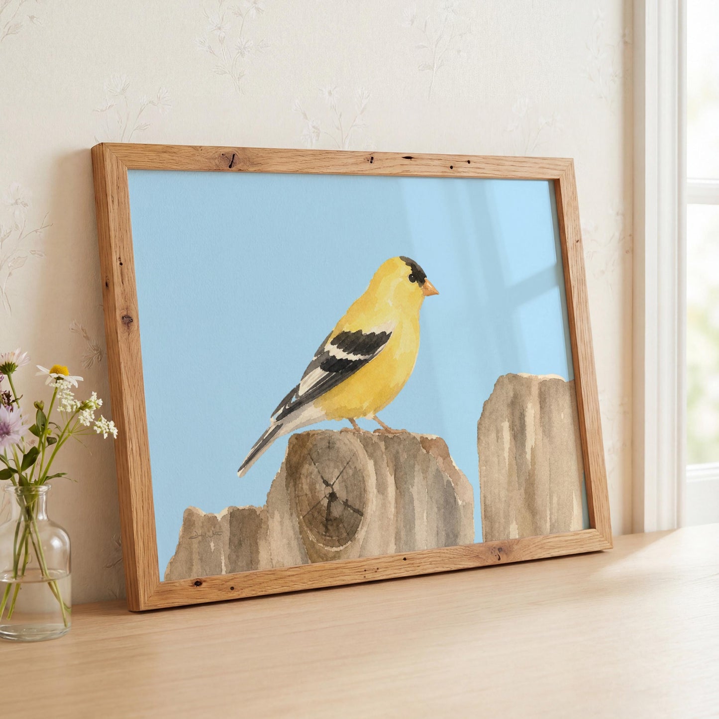American Goldfinch Bird Watercolor Art Print Digital Download