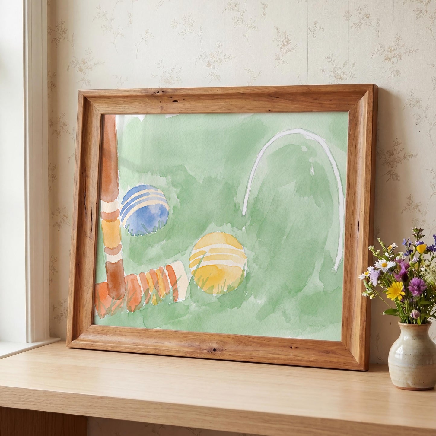 Croquet Art Watercolor Printable (Digital Download - Vertical)