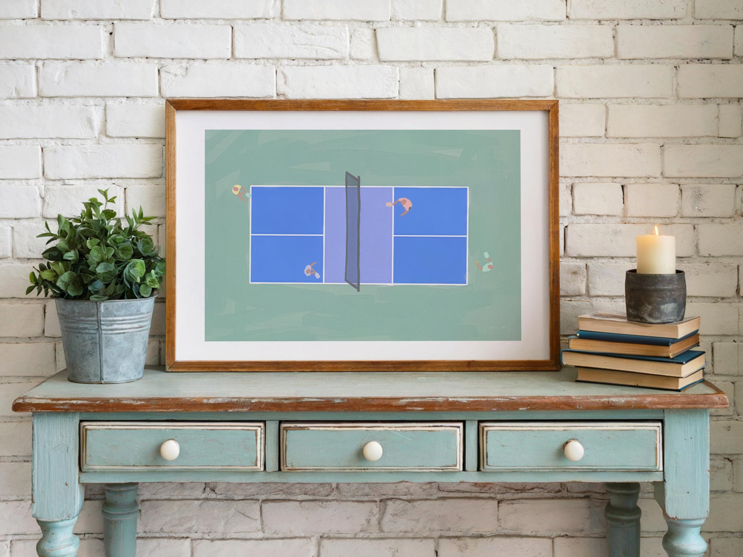 Pickleball Wall Art Minimalist Abstract (Digital Download - Horizontal)