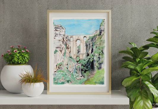 Ronda Spain Bridge Painting Art Print