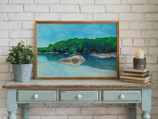 Potomac River Heron Watercolor Painting Art Print