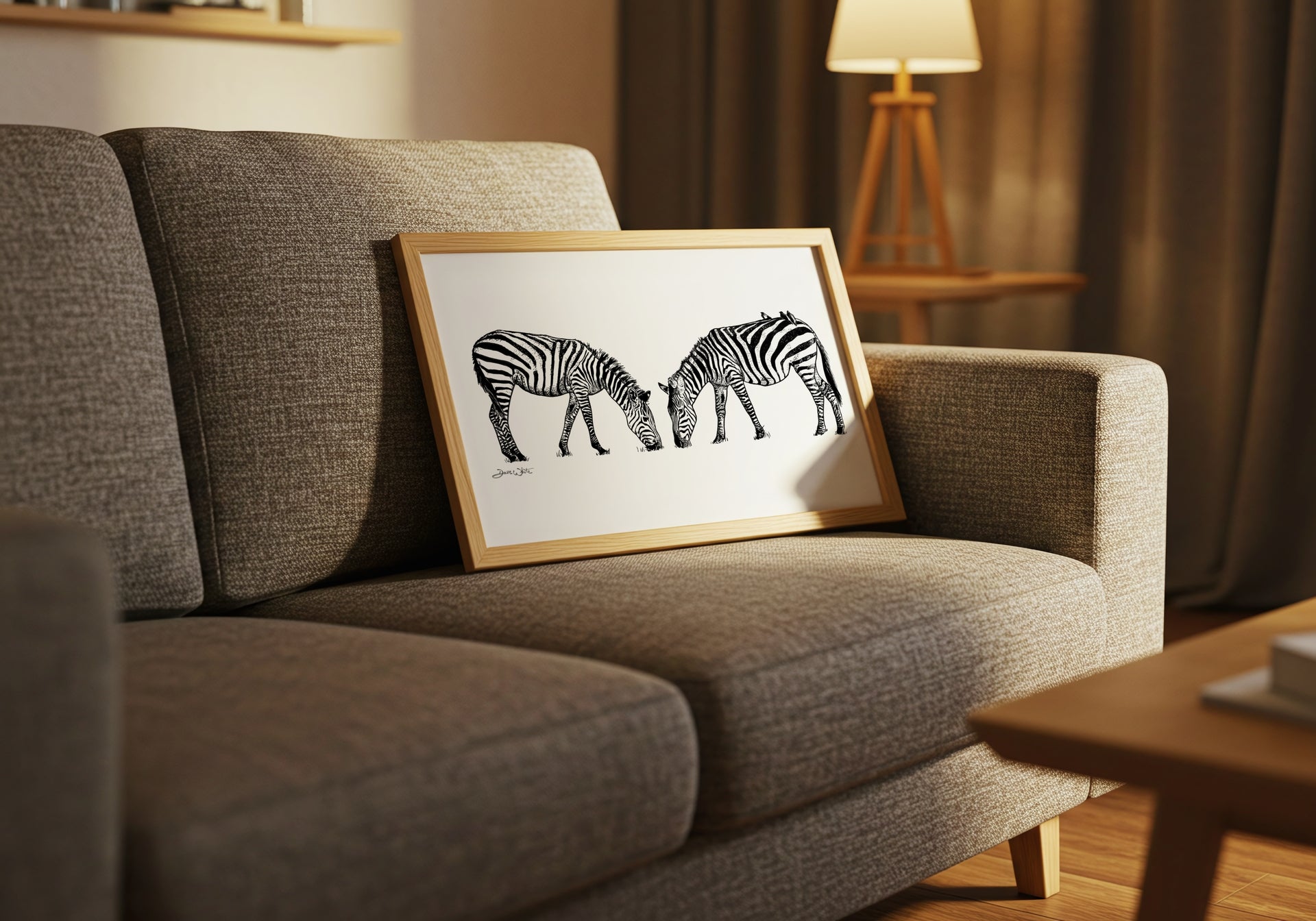 Zebra Art Print Framed Artist Dave White