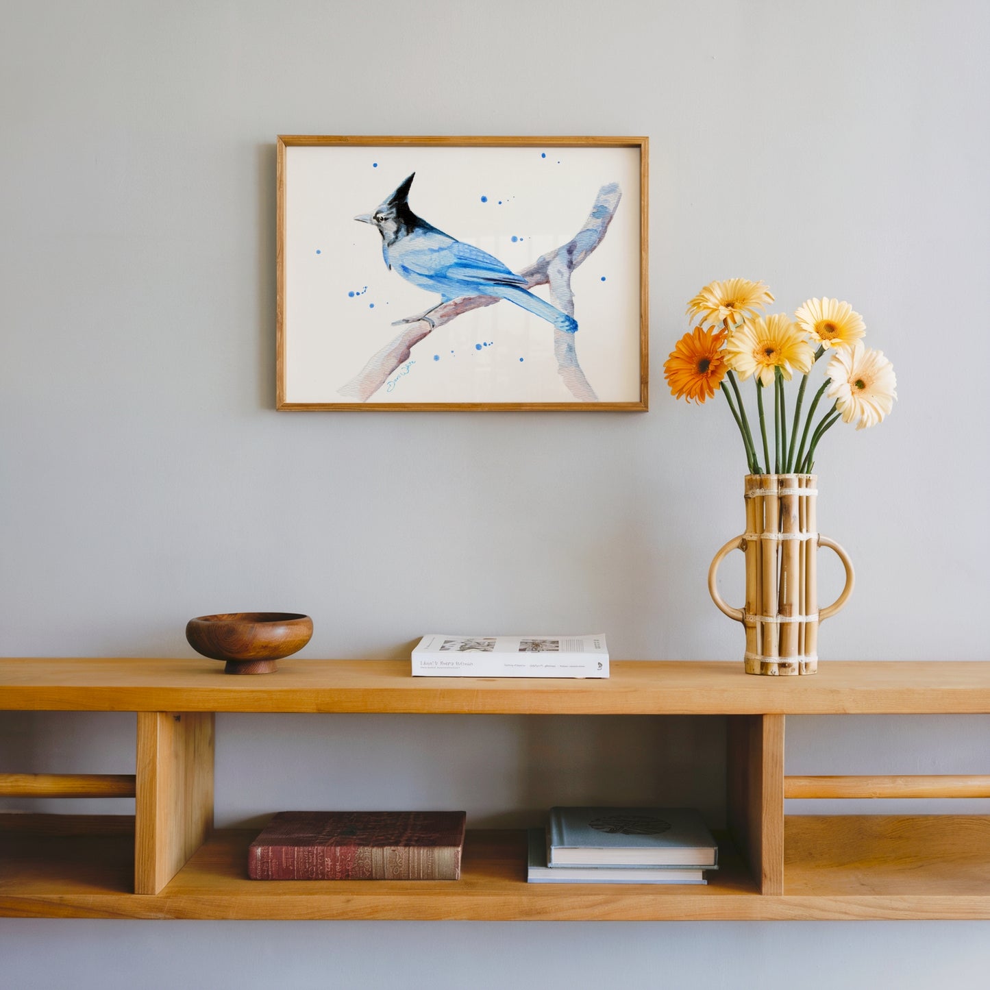 Steller's Jay Painting Art Print Bird Watercolor Artwork