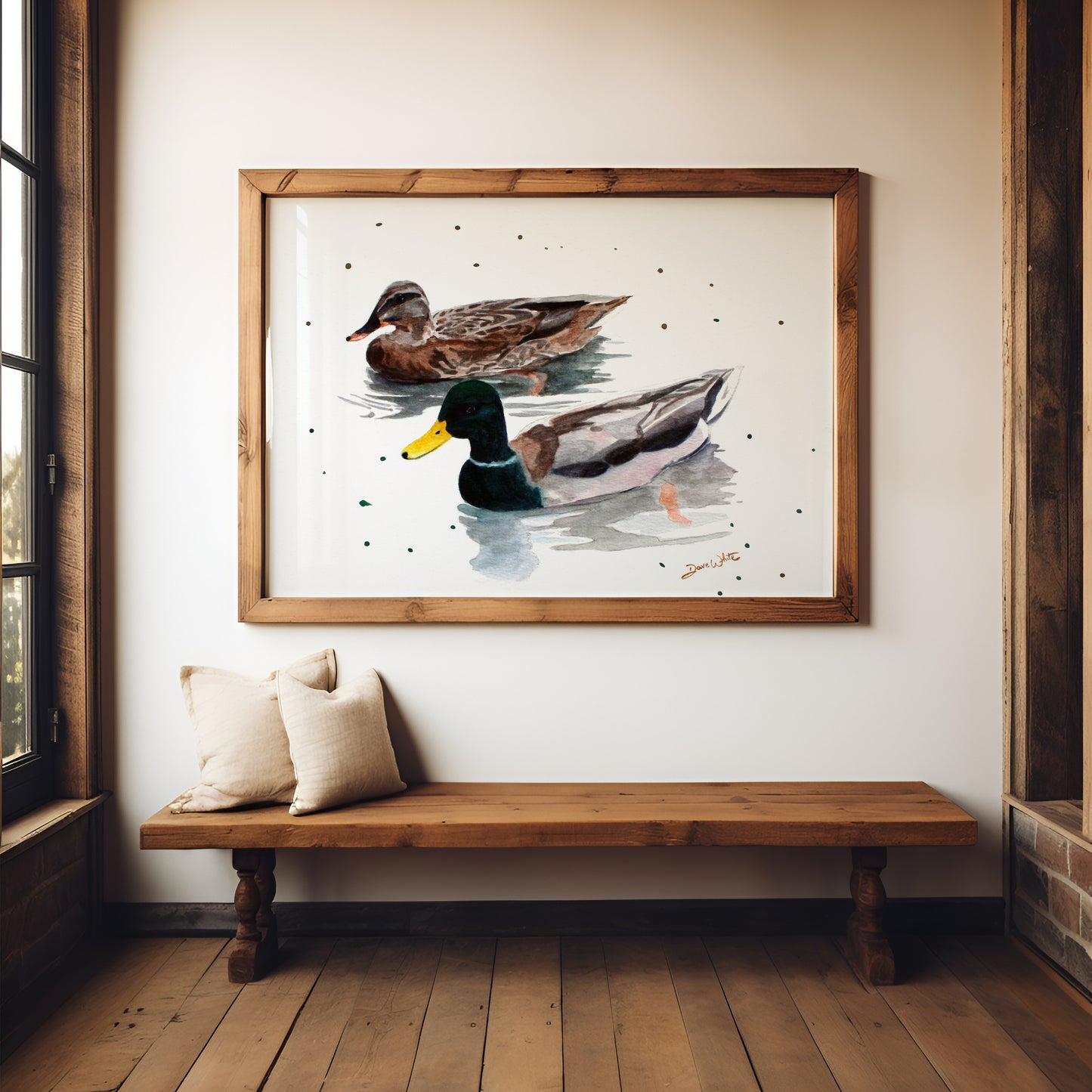 Mallard Ducks Watercolor Painting Art Print Wildlife Artwork