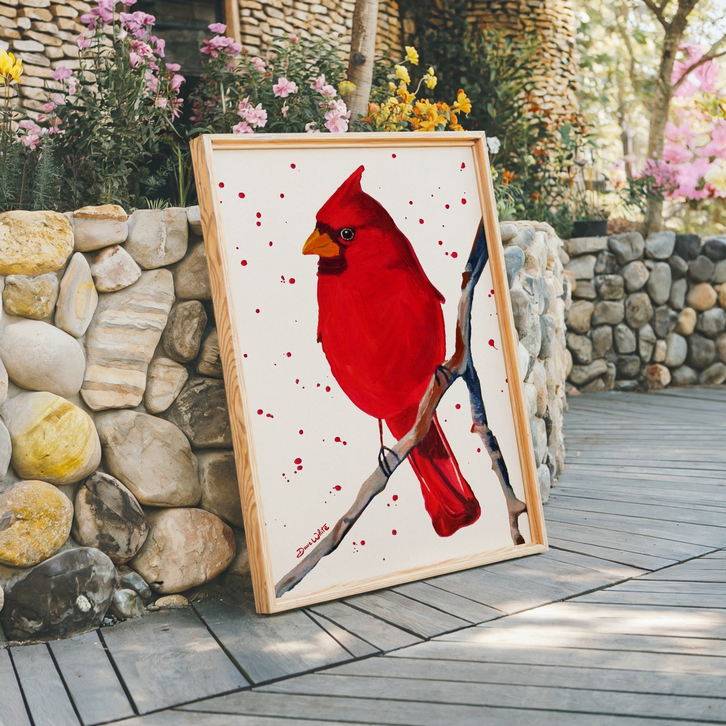 Red Cardinal Bird Watercolor Painting Art Print