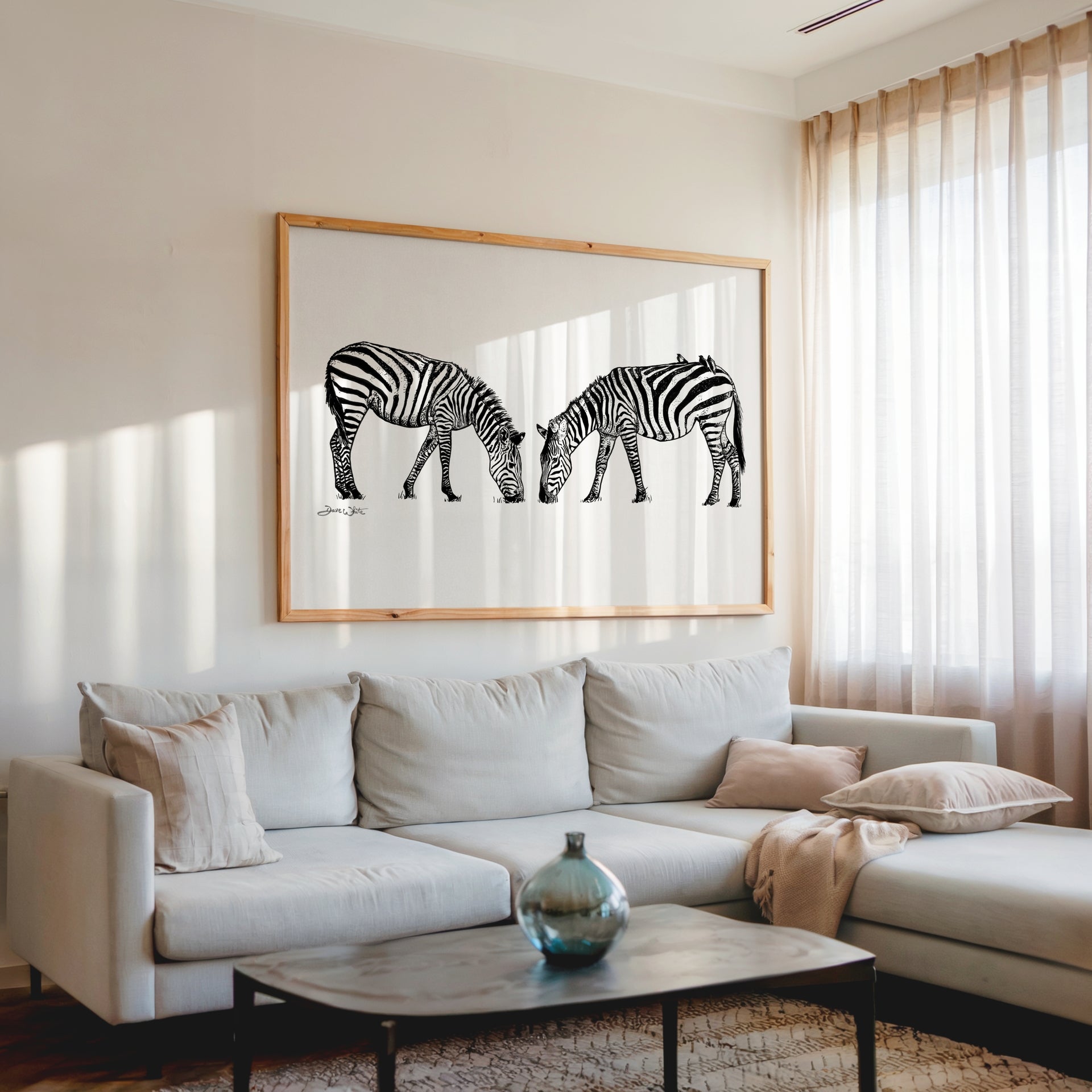 Zebras Large Art Print Framed Artist Dave White