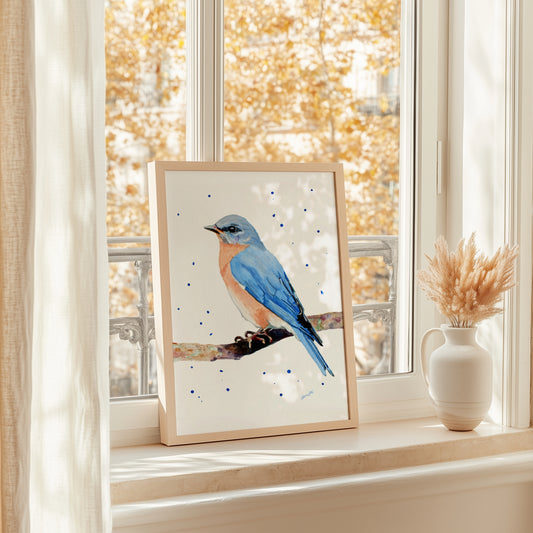 Female Eastern Bluebird Watercolor Painting Art Print