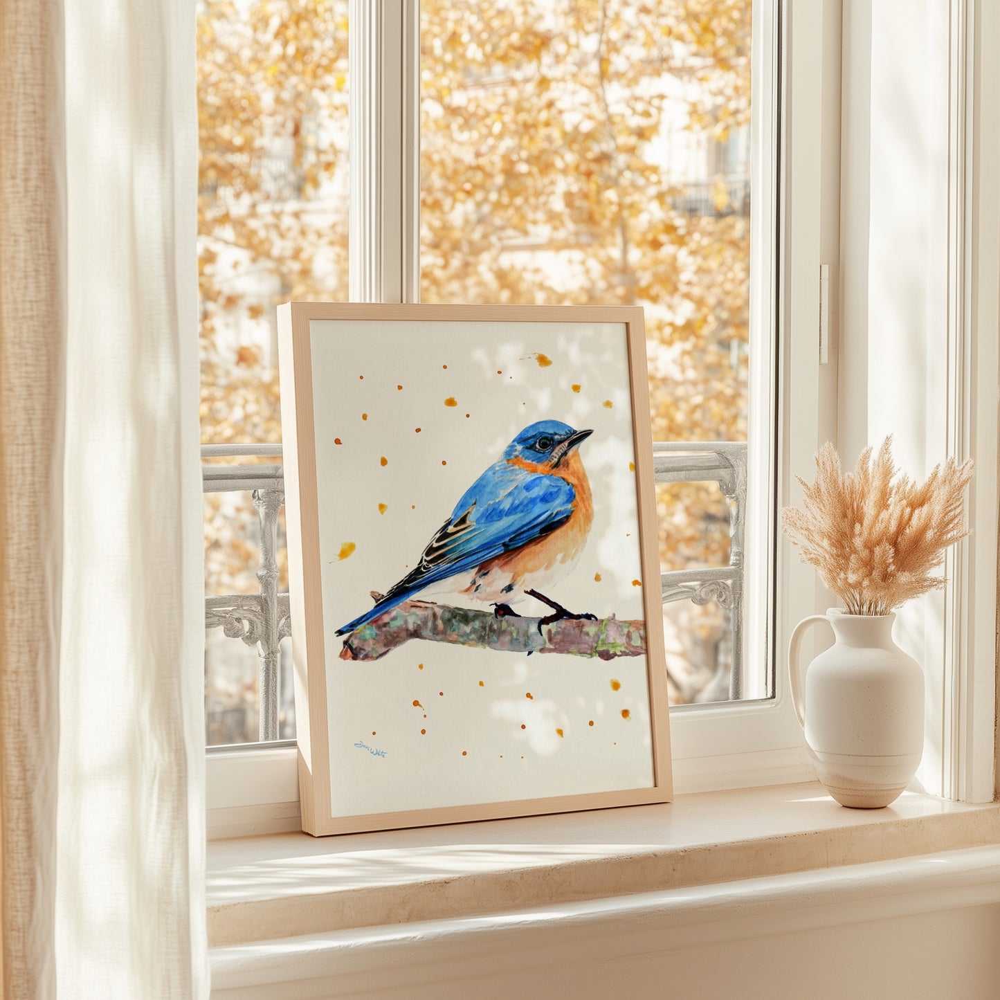 Male Eastern Bluebird Watercolor Painting Art Print