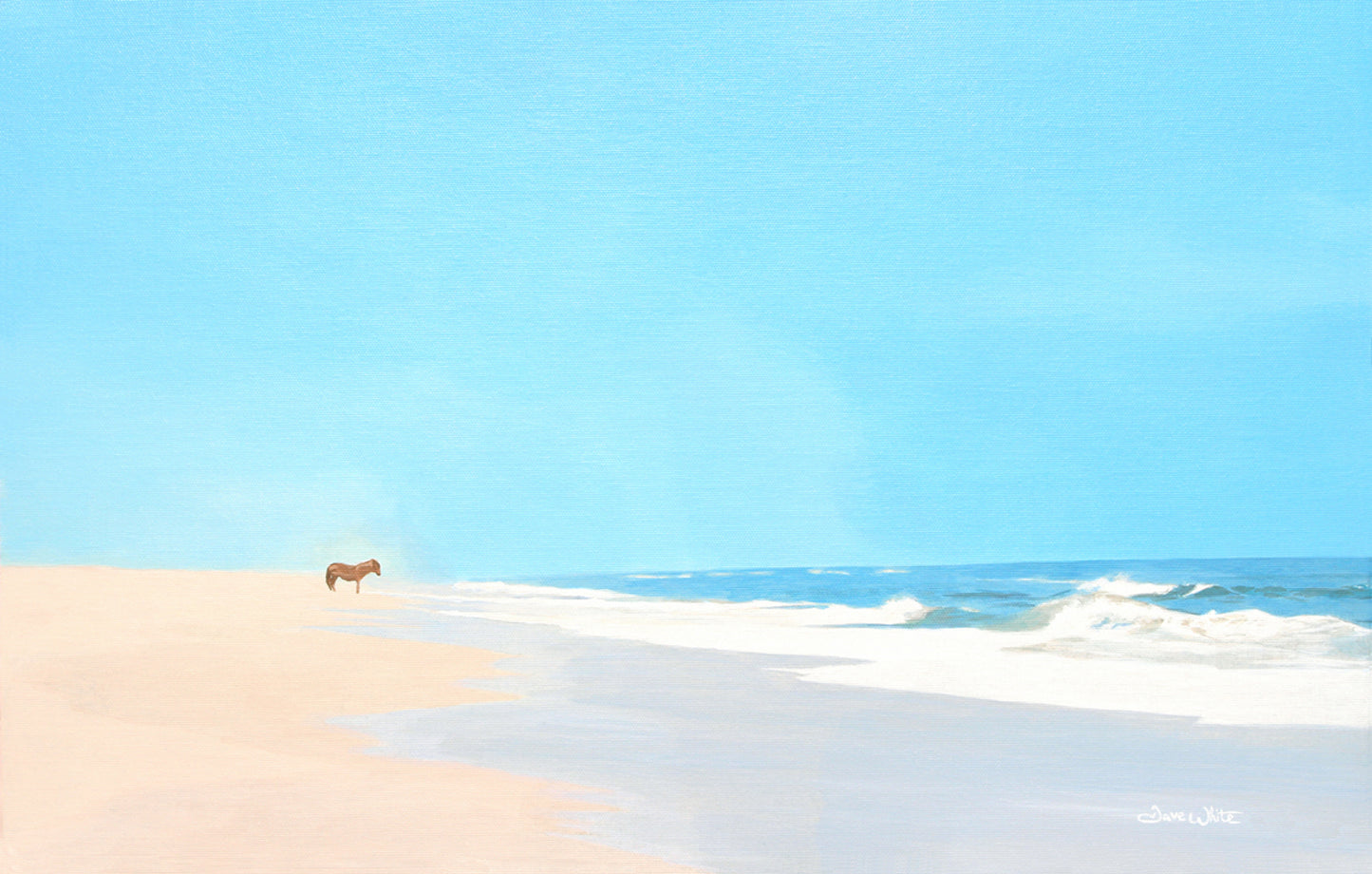 Wild Horse Coastal Wall Art Seascape Painting Art Print