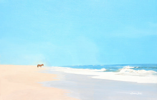 Wild Horse Coastal Wall Art Seascape Painting Art Print