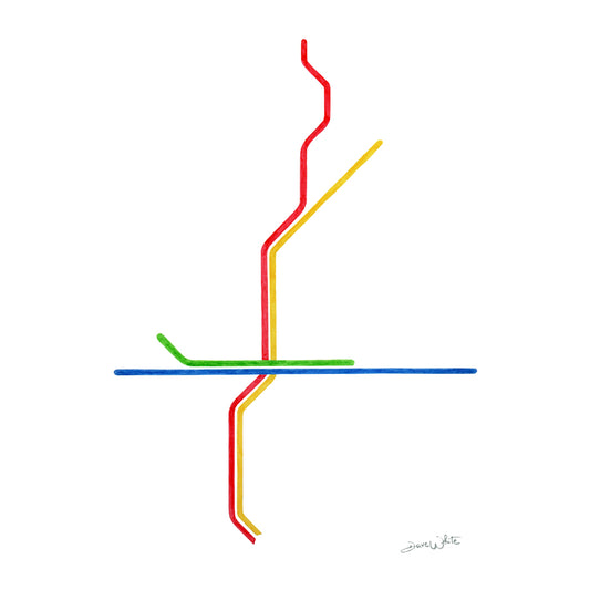 Atlanta MARTA Map Art Print Illustration