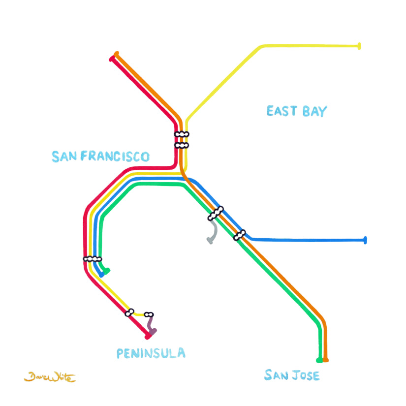 San Francisco BART Map Art Print