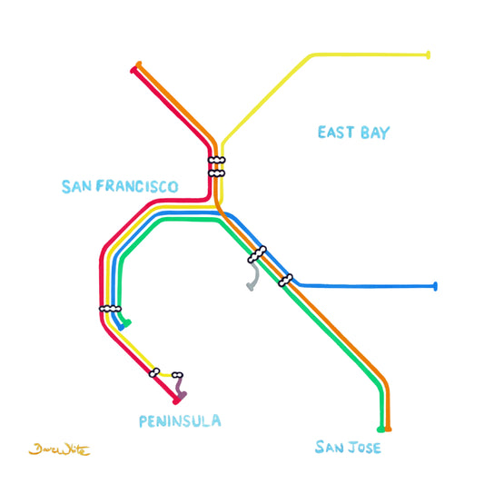 San Francisco BART Map Art Print