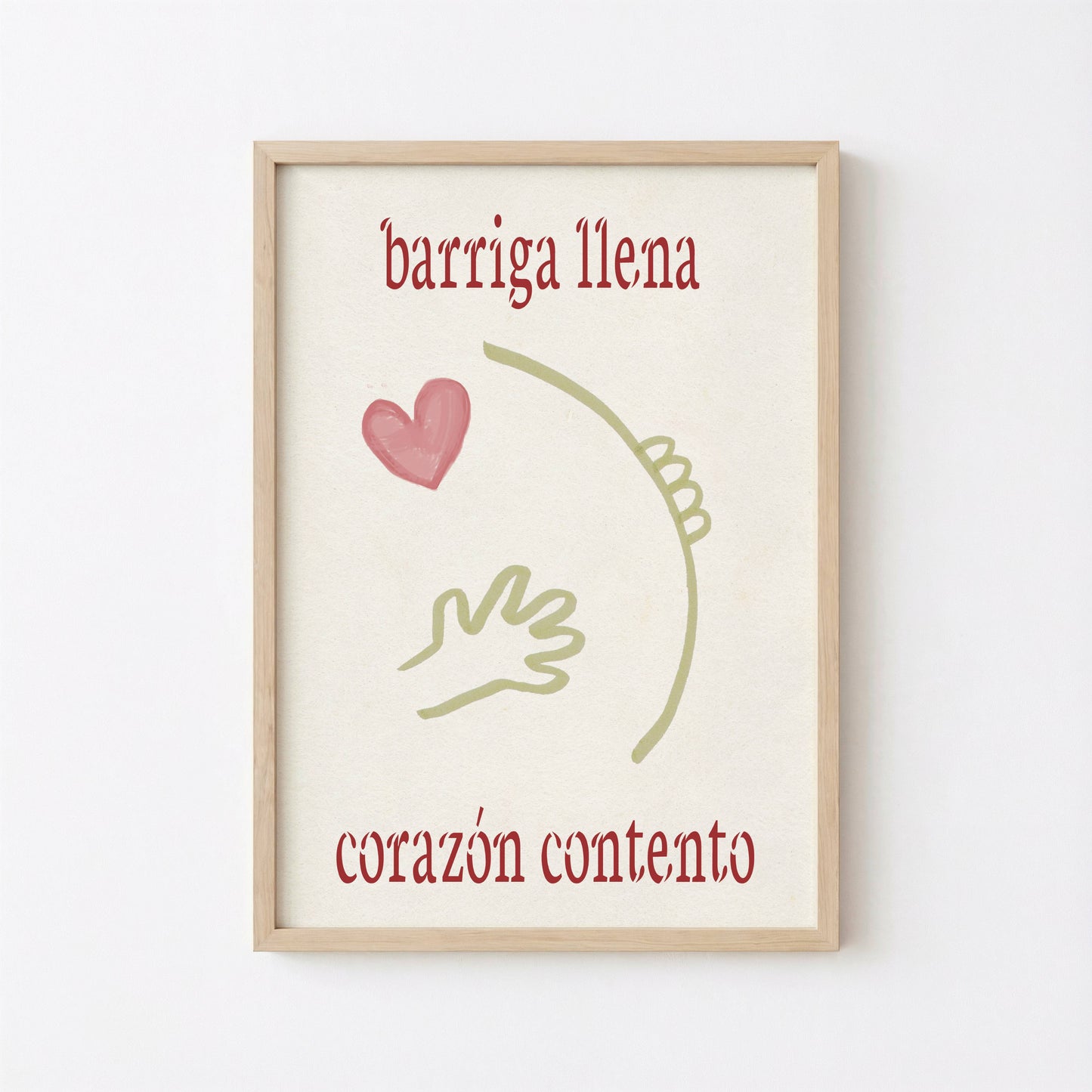 Barriga Llena Corazón Contento Arte Imprimible