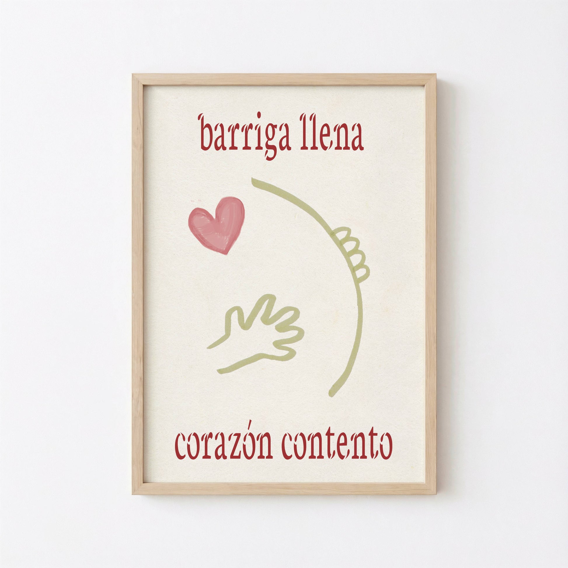 Barriga Llena Corazón Contento Arte Imprimible