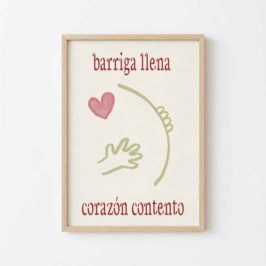 Barriga Llena Corazón Contento Arte Imprimible