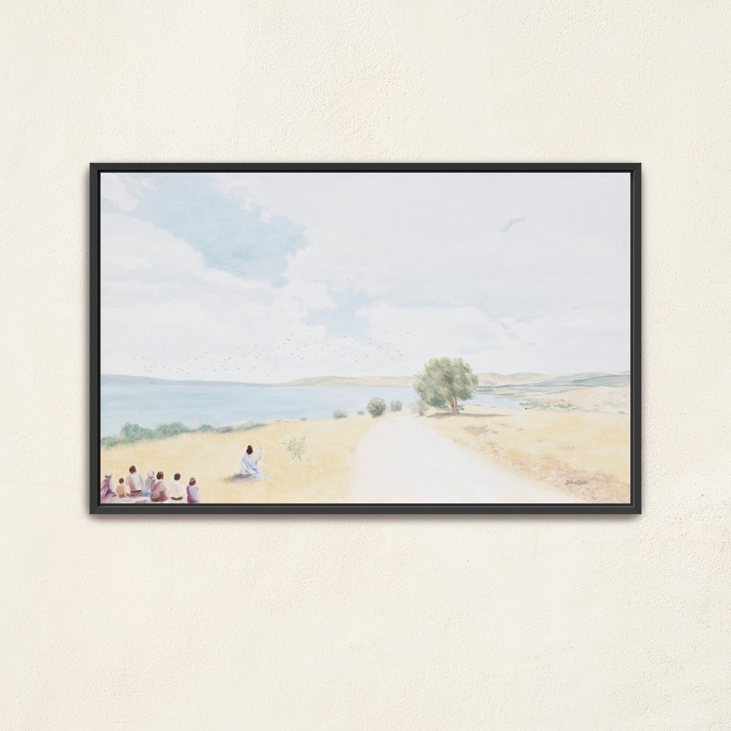 Jesus Painting Canvas Art Sea of Galilee Landscape Look at the Birds of the Air