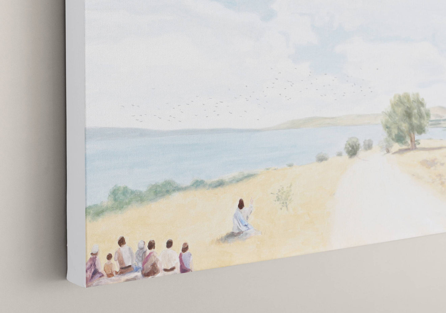 Jesus Canvas Art Sea of Galilee Painting, Look at the Birds of the Air