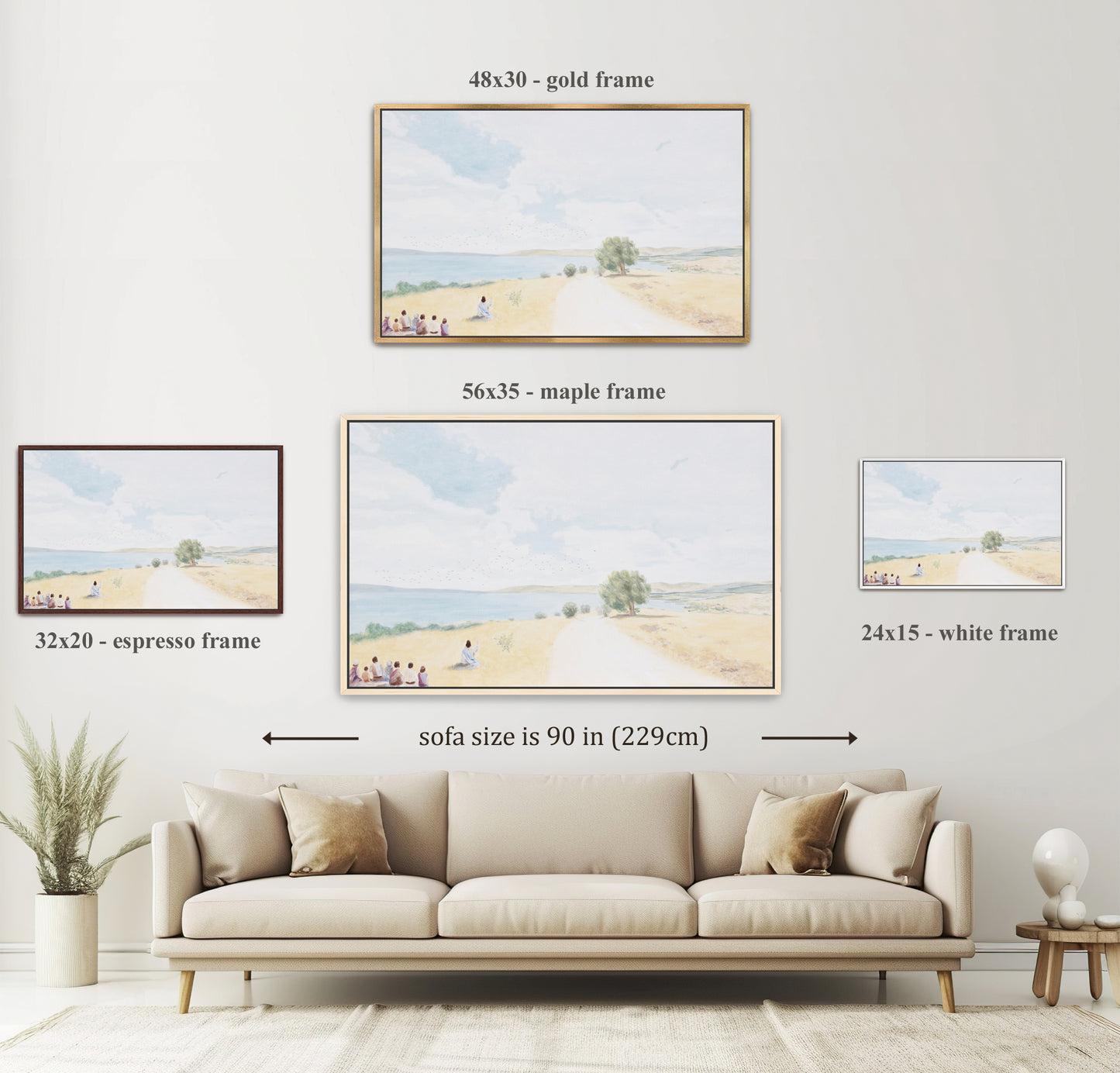 Jesus Canvas Art Sea of Galilee Painting, Look at the Birds of the Air